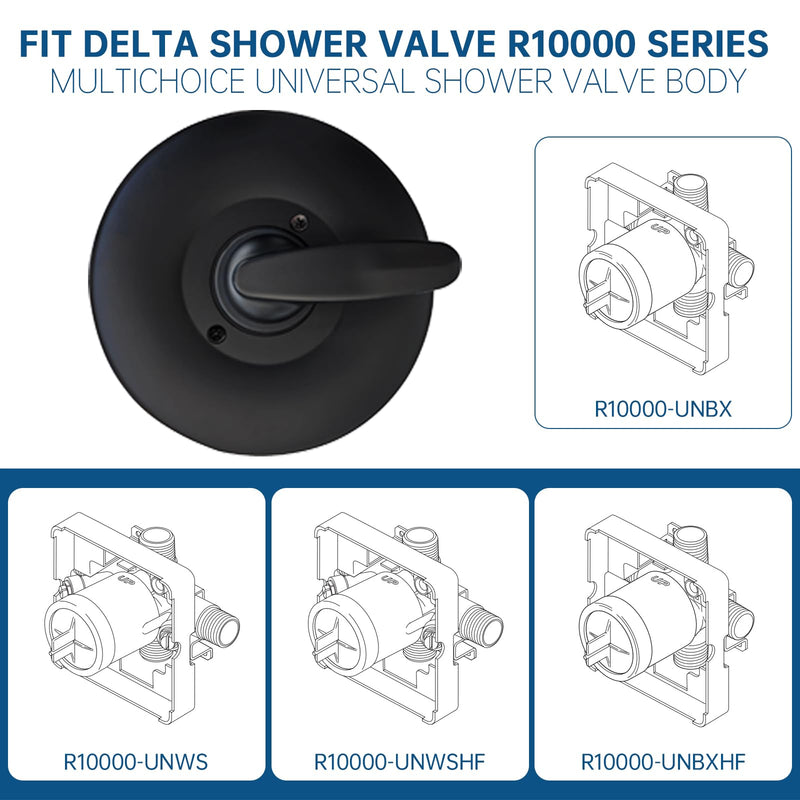 Shower Faucet Handle Trim Kit for Delta Tub and Shower Faucets, Shower Replacement Kit Compatible with Delta Shower Trim Kit, Single-Handle Valve Tub Shower Trim Kit (Matte Black) Matte Black
