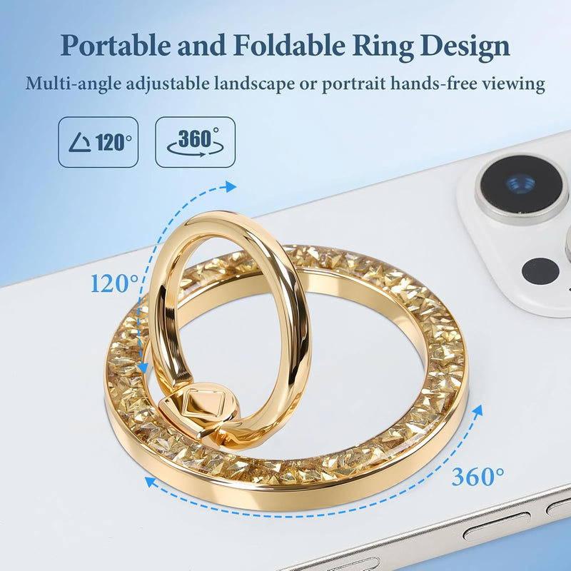 Magnetic Phone Ring for MagSafe Grip [Super Magnet] StylishTwinkle Design Ring Holder Stand, magsafe pop Socket (Gold) Gold