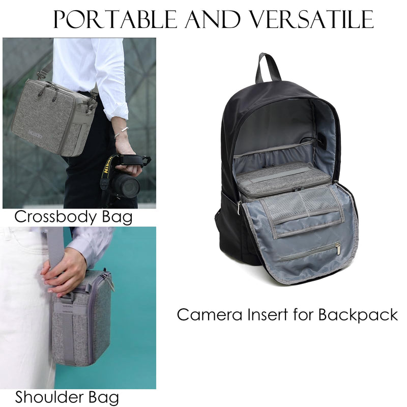 Mini SLR Camera Insert Bag,Shockproof &Pressure-proof Dual Opening Camera Lens Cube Case Bag,Digital DSLR SLR Mirrorless Cameras Accessories Storage Pouch Compatible for Canon,Sony,Fuji (XXXS) (2L)XXXS