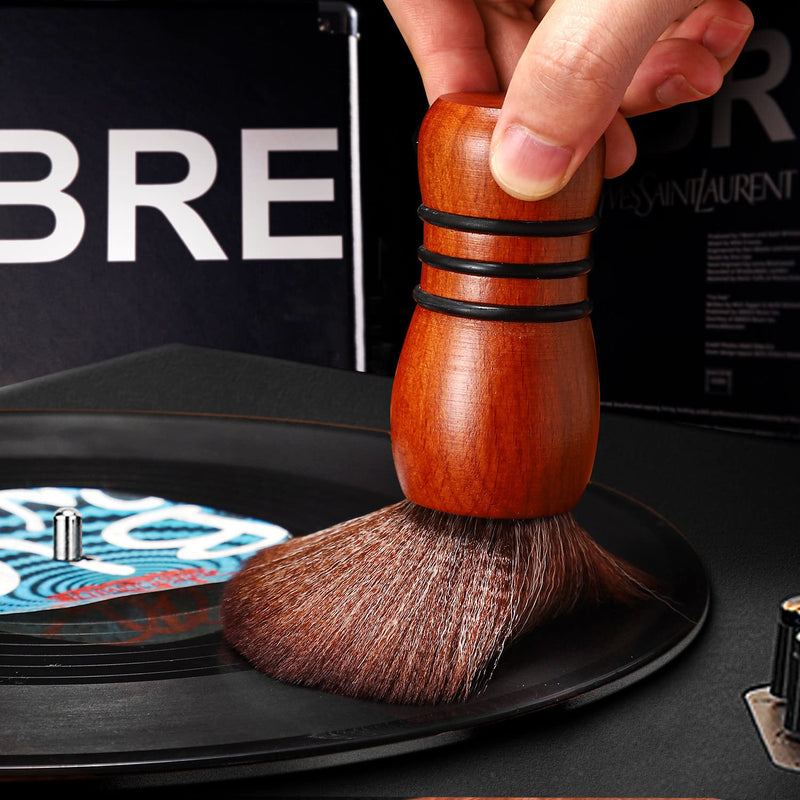 Facmogu Vinyl Record Cleaning Brush, Anti-Static Soft LP Record Cleaner | Ultra-Fine Fiber Bristles | For Vinyl LP CD Album Care, Retro Design | Wooden Handle | Turntable Record Player Accessories 1 Pack