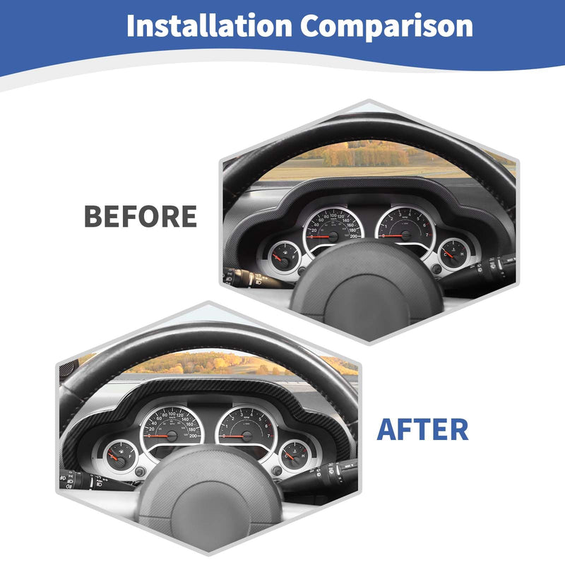 RT-TCZ for Jeep JK Dash Cluster Instrument Panel Gauge Trim Cover Carbon Fiber for Jeep Wrangler JK JKU 2007-2010 Carbon Fiber Interior Accessories