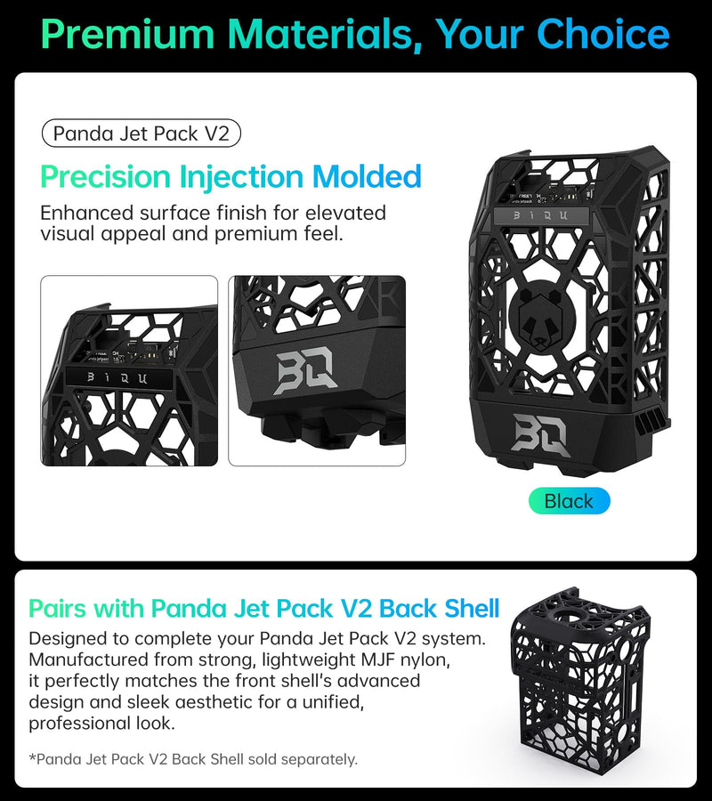 BIQU Panda Jet Pack V2 Black for Bambu-Lab P1S P1P X1C X1E 3D Printers, Cooling Fan Duct, H2D Style Lighting Printer Status Indicator, Web Control, Compatible with Stock Extruder and Panda Revo