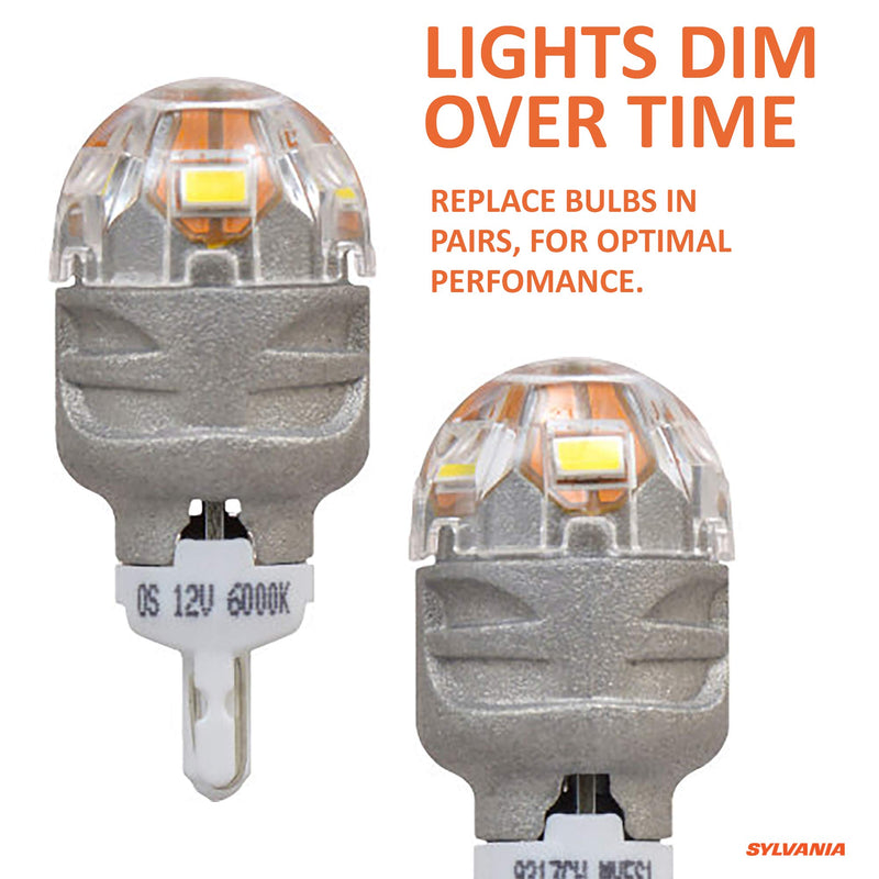 SYLVANIA - 921 T-16 W16W ZEVO LED White Bulb - Bright LED Bulb, Ideal for Interior Lighting - Map, Dome, Trunk, Cargo and License Plate (Contains 2 Bulbs)