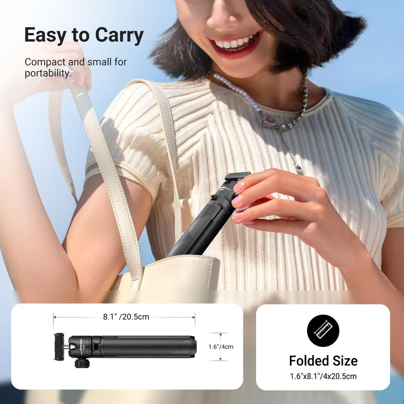 NEEWER Basics Action Camera Selfie Stick Tripod Compatible with DJI Osmo Action 6 Osmo 360 Nano, 8.1-21.3in Desk Stand with Quick Release Magnetic Mount Adapter & Ball Head for Video Recording, TP57