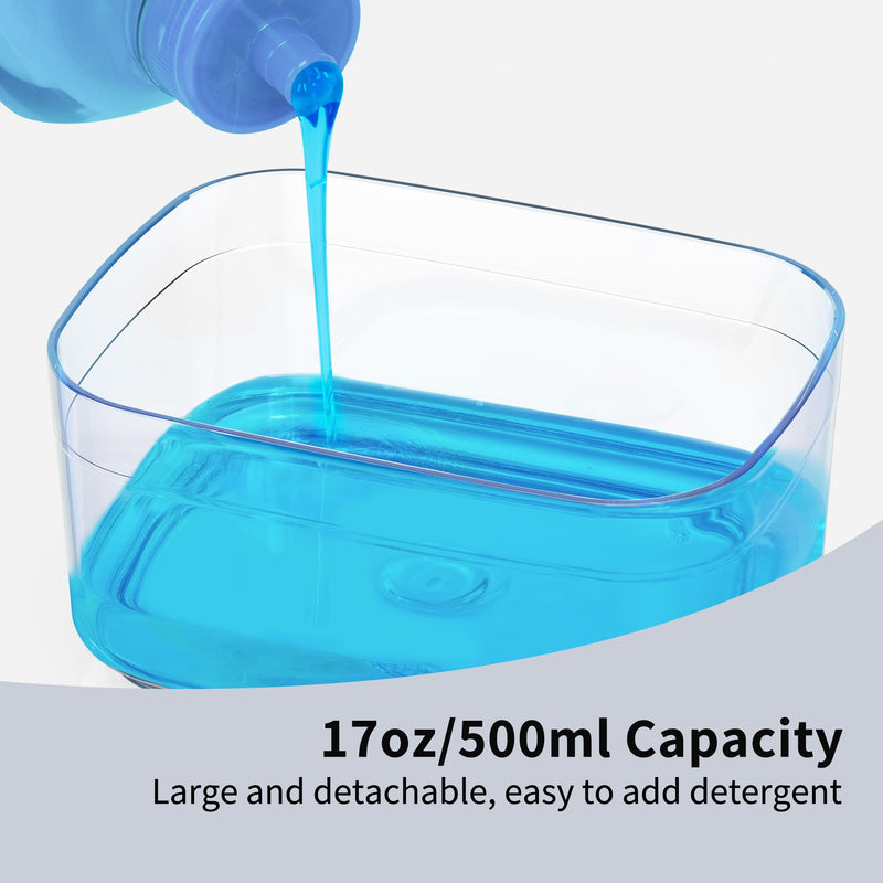 Dish Soap Dispenser for Kitchen,Detachable Soap Dispenser with Sponge Holder for Dish Cleaning,17 Ounces,Navy Blue,1 Pack