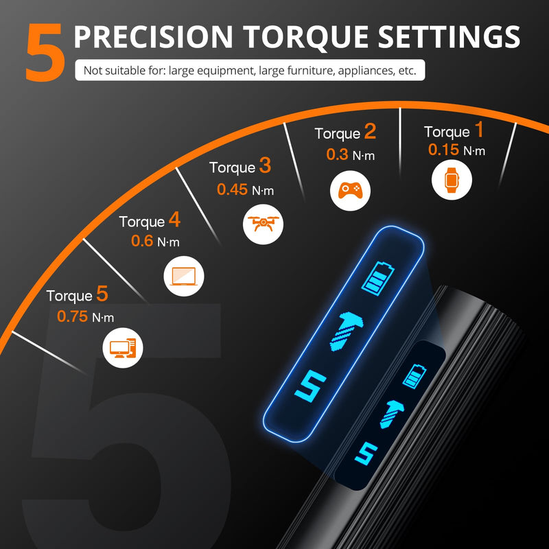 JOREST 155 in 1 Mini Electric Screwdriver Cordless, Precision Power Screwdriver Set, 5 Torque Levels (Max 0.75N.m), Gifts for Men, Magnetic Repair Tool Kit for iPhone, PC, Laptop, PS4 PS5, Xbox, Watch 155 in 1 Electric