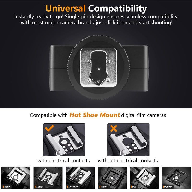 Camera Flash with Video Light, 2500K-6500K Mini Flash Speedlite, Adjustable Brightness Small Camera Speedlight, Universal Single Contact Hot Shoe Mount, Compatible with Canon/Nikon/Sony/Fuji/DSLR Black B