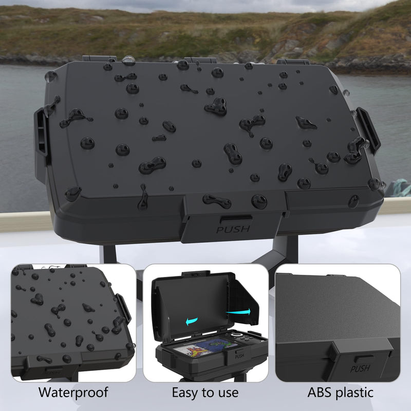 Waterproof Sun Visor Shield ABS Protective Cover, Foldable Glare Protection for Humminbird 411660-1 Helix 5 Chirp GPS G3 and Humminbird 411670-1 Helix 5 Chirp DI GPS G3 Fish Finder (Black)