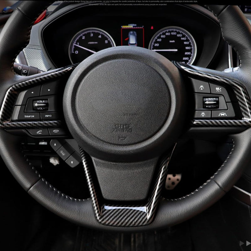 Steering Wheel Trim Cover for Subaru Forester Ascent SUV 2019-2024, for Legacy Outback Crosstrek XV Outback 2018-2024, for Impreza 2017-2024, ABS Carbon Fiber, 4PCS