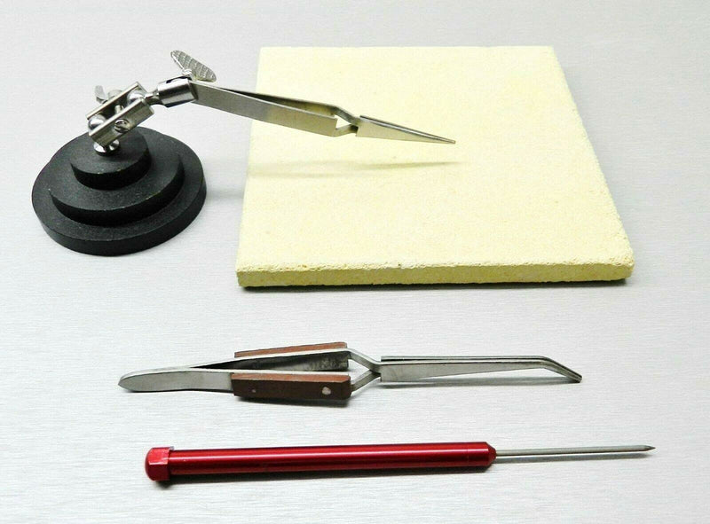 Jewelry Crafts Soldering Tools Kit Ceramic Solder Board Third Hand Pick Tweezers by JTS