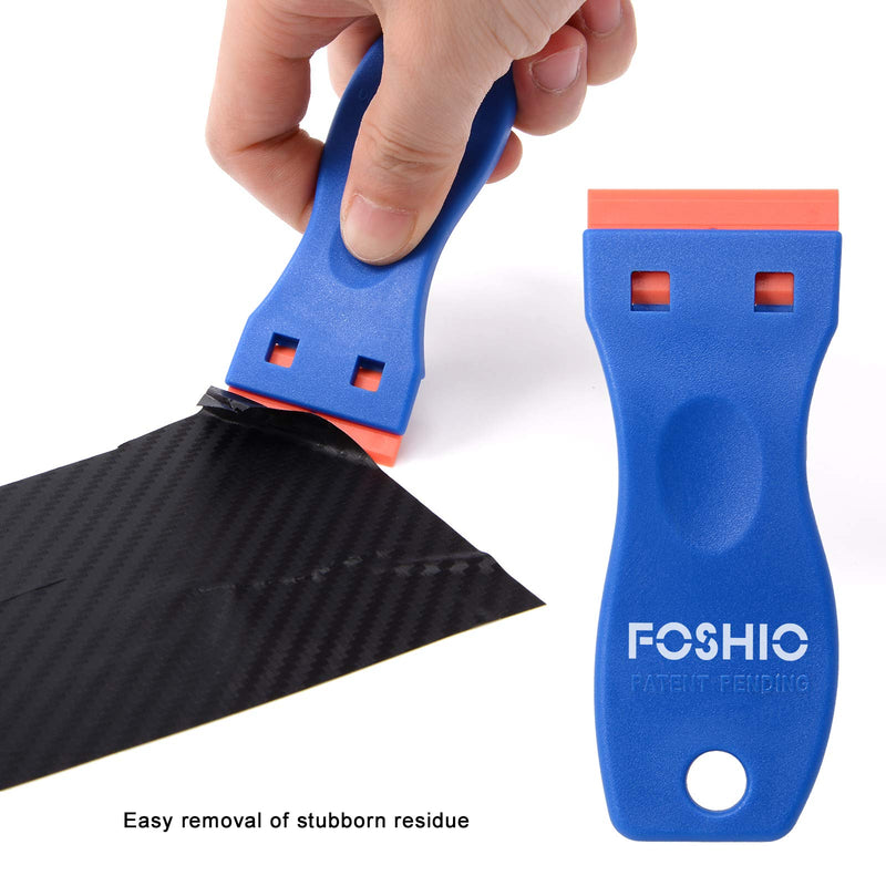 FOSHIO 20PCS Blue Plastic Razor Blade Scraper Tool for Gasket Remover, Sticker Remover, Labels Decal and Adhesive Remover for Windows and Glass With Blue Scraper (20 Pack)