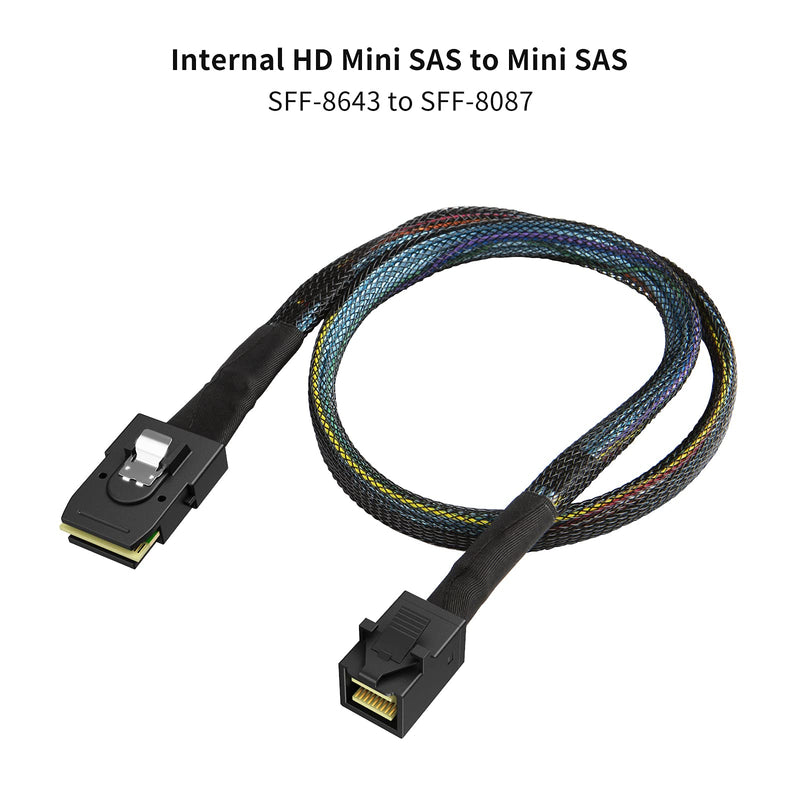 CableCreation Internal Mini SAS HD Cable, 1.6FT Mini SAS SFF-8643 to Mini SAS 36Pin SFF-8087 Cable, Mini SAS 36Pin to SFF-8643 Cable, 0.5M… Straight