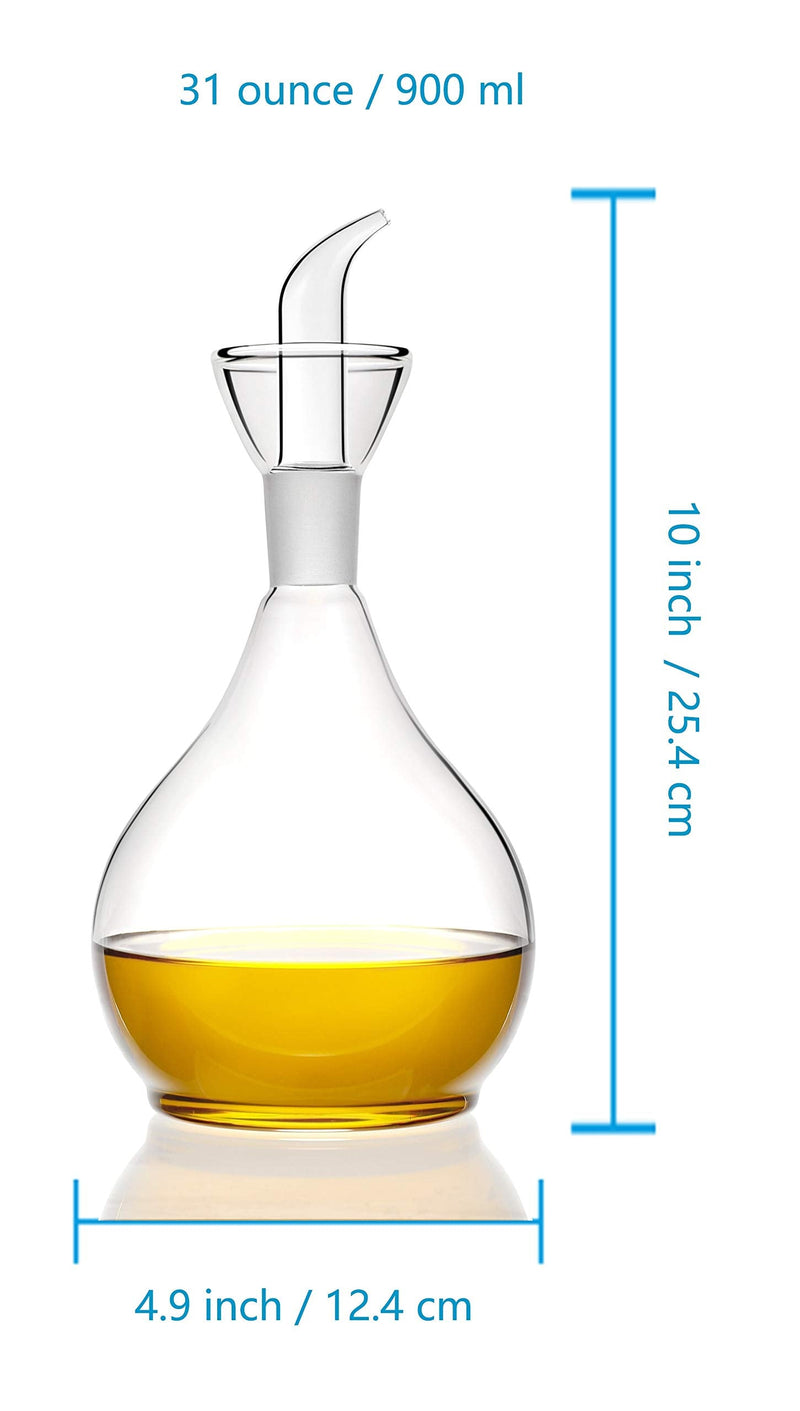 HAIZEEN 31ounce/900ml Olive Oil Dispenser Oil Bottle Glass with No Drip Bottle Spout 31 Ounces
