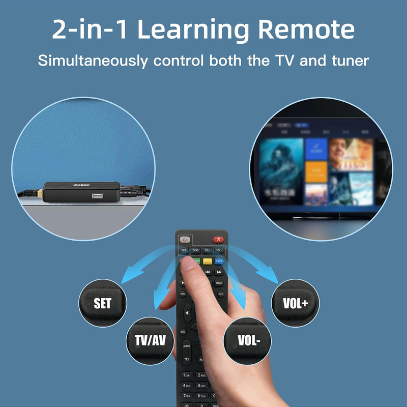 Digital Converter Box for TV,1080P ATSC tv Tuner Box with hdmi Output and 3RCA Cables Hidden Behind TV，with Power Adapter，2-in-1 Remote，TV Program Recording&Playback,USB Media Player