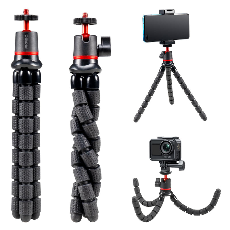 AKASO Mini Flexible Tripod Stand Travel Octopus Tripod with 1/4'' Screw for Magic Arm, Compatible with AKASO Action Camera EK7000/Brave 4/Brave 7 LE/Brave 7/GoPro Hero12/11/10/ 9/Max/DJI Osmo Action