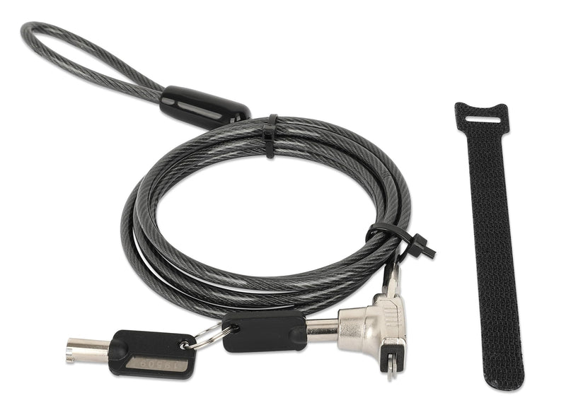 Manhattan Keyed Laptop Lock -with Long 6 ft Security Cable, Strong Cut Resistant Steel, 2 Keys Included - for Computer, Notebook, Displays, Projector – Lifetime Mfg Warranty- 440486