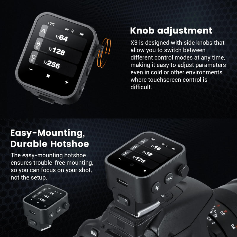 Godox X3S X3-S TTL Wireless Flash Trigger for Sony Camera, 2.4G Wireless Touchscreen Flash Transmitter, Support TTL Auto/Manual/Multi Flash, Built-in Lithium Battery, High-Definit OLED Screen