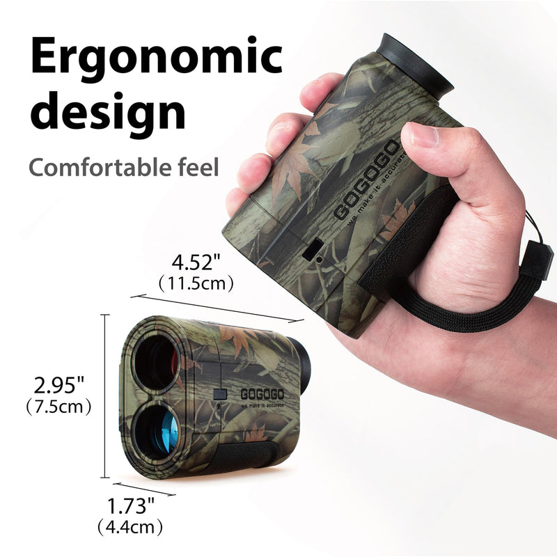 Gogogo Sport Vpro 6X Hunting Laser Rangefinder Bow Range Finder Camo Distance Measuring Outdoor Wild 650/1200Y with Slope High-Precision Continuous Scan 1200Y
