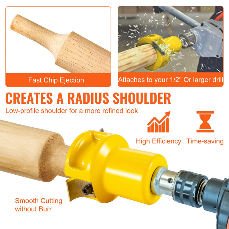 VEVOR Tenon Cutter, 1.5" / 38 mm Diameter, Premium Aluminum & Steel Log Furniture Cutter, with Dual Curved Blades & Button Screws Home Master Kit, Commercial Woodworking Tool for Home Beginner DIY Curved Blade-1.5 in