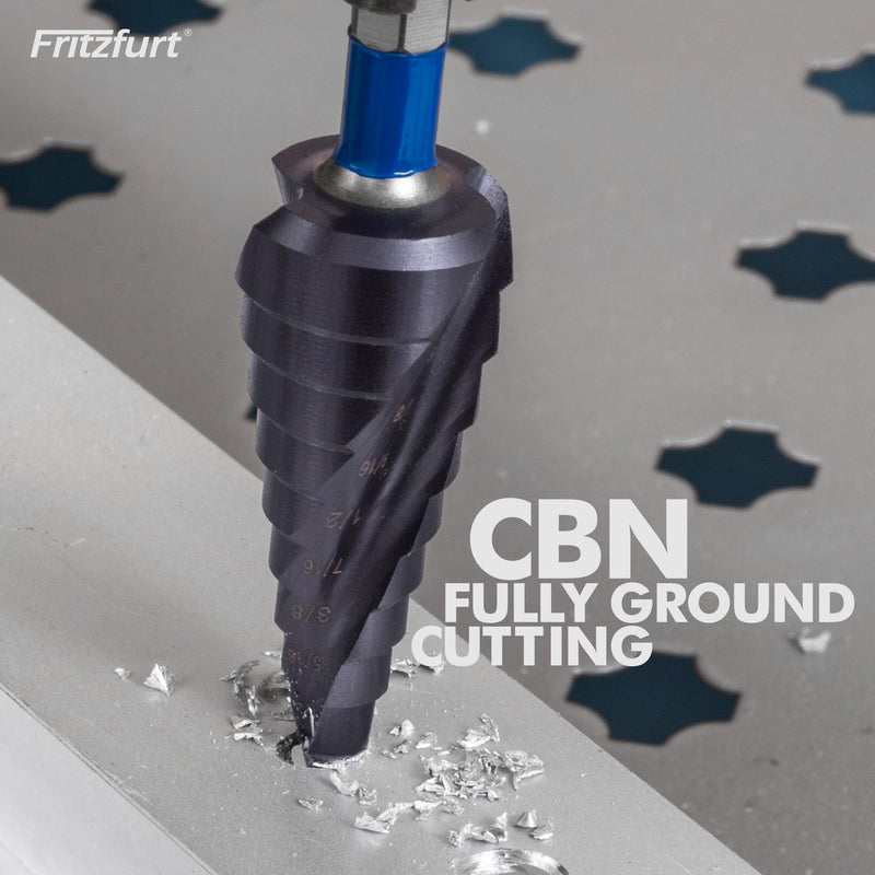 3-Piece M35 Cobalt Step Drill Bit Set — CBN Ground, AlTiN Coated, 1/4" Hex Shank | 6, 10 & 13 Steps | 1/8"–3/4" | Sheet Metal, Stainless Steel, Electrician