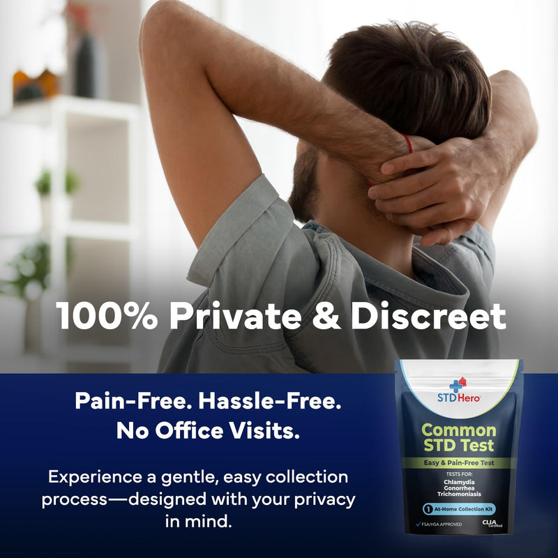 STD Hero At-Home Common STD Test Kit for Women and Men - Test for the Top Four STD's - Includes MGen - Private At-Home Collection - Simple, Discreet, Easy-to-Use with Fast Online Results