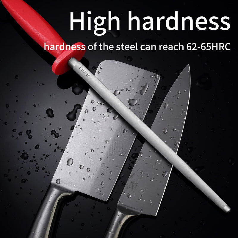 12 inch Sharpening Steel Honing Rod,Professional Knife Sharpeners,High Carbon Honing Steel, Fine Lines, High hardness,knife sharpening Red 12 inch