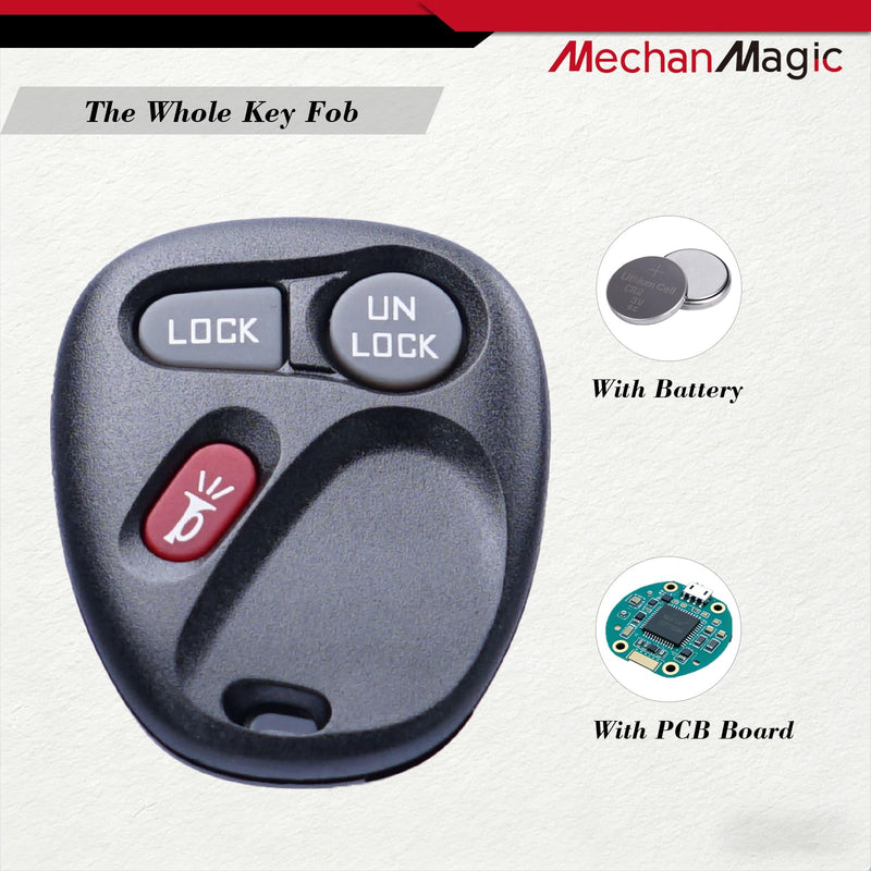 KOBLEAR1XT Key Fob Fits for Chevy Silverado Suburban Tahoe Avalanche SSR S10 GMC Sierra Yukon 2001 2002 2003 Keyless Entry Remote Control Replacement 15042968 3 Button (Set of 2)