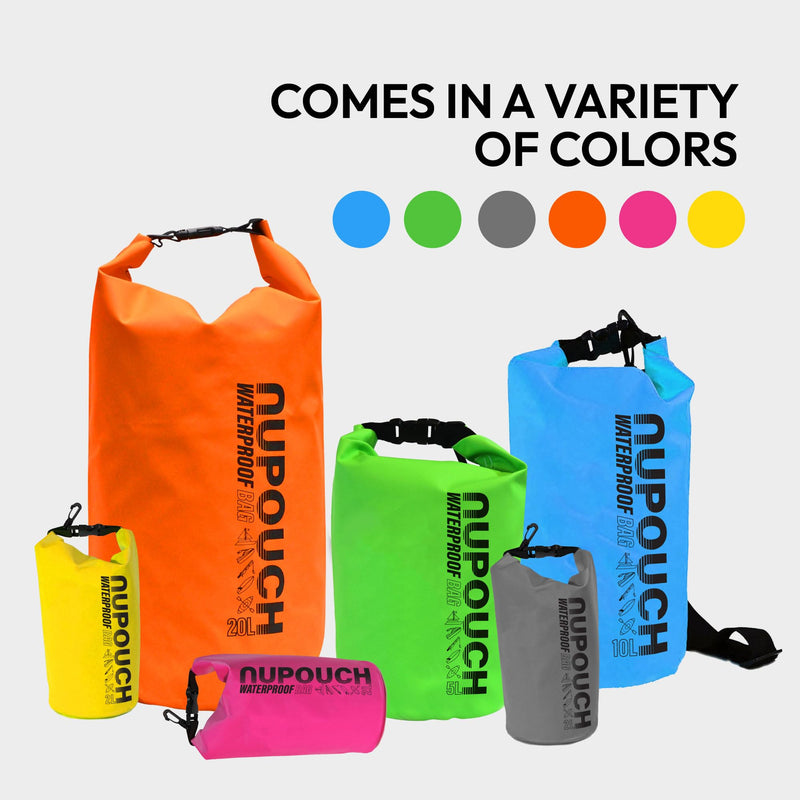 Nupouch Waterproof Dry Bag: 2L/5L/10L/20L Roll Top Lightweight Dry Storage Bag, Backpack for Travel, Swimming, Boating, Kayaking, Camping, or Beach 20 Liters Yellow