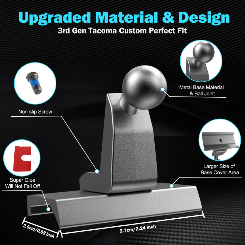Upgraded Car Phone Holder for Toyota Tacoma 2016-2023, 3rd Gen Tacoma Dashboard Clip Cell Phone Cradles Phone Stand Fit for All Smartphone (1 Normal Phone Mount & 1 Magnetic Phone Mount Kits)