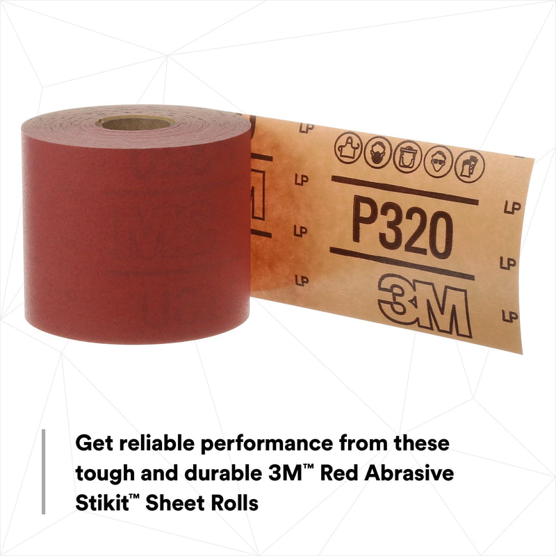 3M Stikit Red Abrasive Sheet Roll, 01681, No Hole, 2-3/4 in x 25 yd, 400+ Grade, Automotive Sanding Roll Sandpaper for Coating Removal, Body Repair, Auto Sanding 400+ Grit 2-3/4 in x 25 yd (Pack of 1)