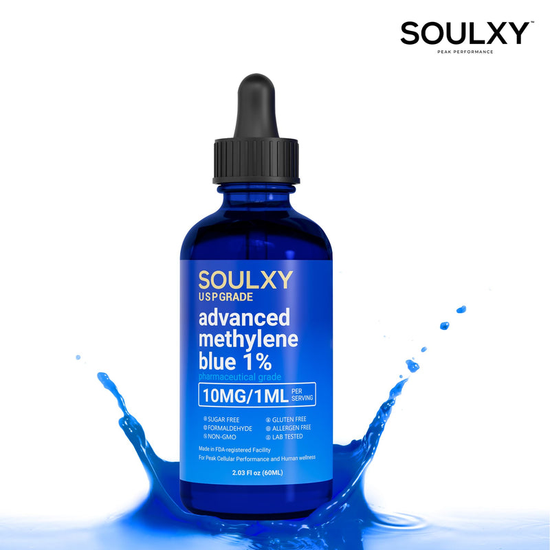 Advanced Methylene Blue 1% USP Pharmaceutical Grade - Methylene Blue Drops 99.9% Pure Solution for Balance, Clarity, Focus and Cellular Support - Vegan, Non-GMO, Dye Free 10 mg / 1 ml - 60 ml