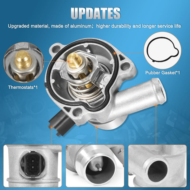 902-808 Upgrade Aluminum Coolant Thermostat Housing Assembly compatible with Chevy Trax Sonic 13-20, Cruze 11-16, Buick Encore 13-20 - L4 1.4L - Replace 55579010 25200455 5556533