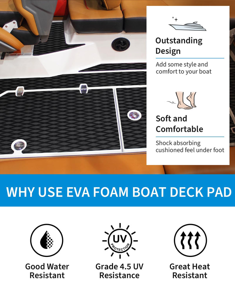 OCEANBROAD Self-Adhesive 96''x16''/23''/38''/47'' Camouflage Boat Flooring Non-Slip Marine Grip Pad EVA Foam Sheet for Jon Boat Surfboard SUP Board Kayak, Camo Black/Blue/Green/Brown/Yellow/Gray 48''L x 16''W