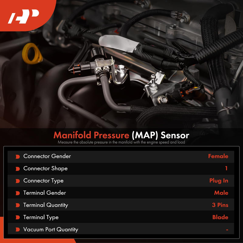 A-Premium Engine Manifold Absolute Pressure MAP Sensor Compatible with Buick Cadillac Chevy Silverado Express Suburban Tahoe GMC Sierra Yukon Hummer Isuzu Saab