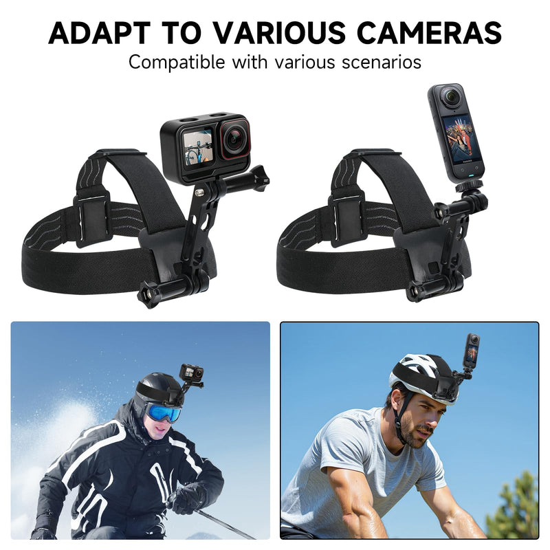 Head Strap Mount Quick Release GoPro DJI Insta360 Action Cam | Hands-free POV head strap quick release for GoPro DJI Osmo Insta360 action cam, breathable band for bike hike vlog run.