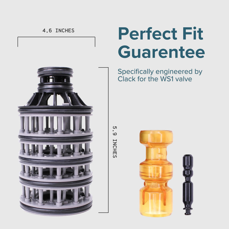 Clack WS1 Interior Repair Kit Bundle - Genuine OEM Parts Including Spacer Stack (CV3005), Downflow Piston (V3011), and Regeneration Piston (V3174) for WS1 Water Softener Internal Parts Only