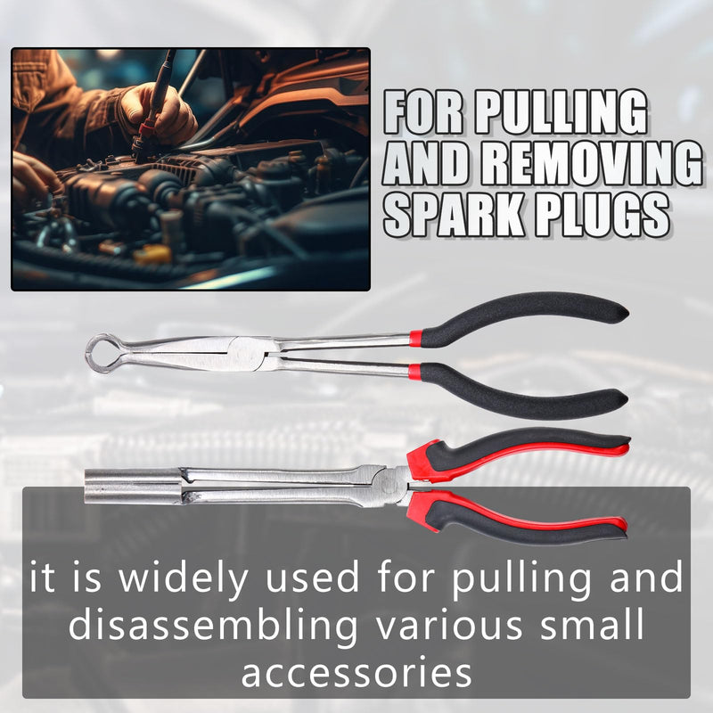 2 Pack Spark Plug Wire Removal Tool Kit Includes Spark Plug Boot Removal Tool and Pliers Pulling Tool,wire Puller Removal Tool Pliers(Black) Black