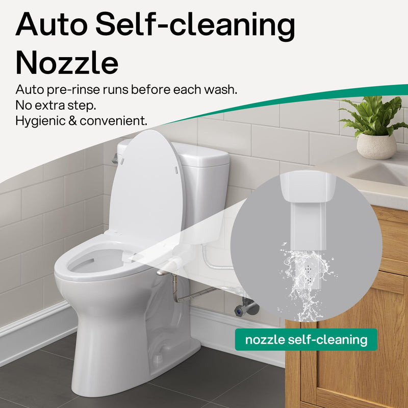 hansrapo Left-Hand Bidet Attachment – Left Side Control for Tight Bathroom Spaces, Non-Electric, Dual Nozzle, Adjustable Water Pressure, Self-Cleaning,Ultra-slim Left Handed Bidet. TBL03