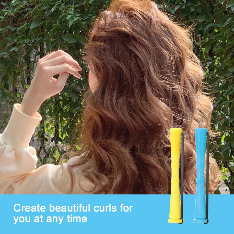 24 Pcs Perm Rods for Short Hair Perming Kit 0.35/0.27 Inch Perming Rods Perm Kit Perm Rollers Perm Curlers Hair Rollers with Steel Tail Comb for Long Short Hair Hairdressing Styling Tool Blue Yellow