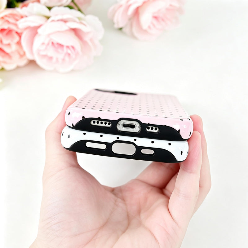Polka Dot Pattern Phone Case for iPhone 16e/17e 6.1", Pink | Cute Aesthetic Case for Women Girls,Dual-layer Shockproof Protective Phone Cover,No Fading Print