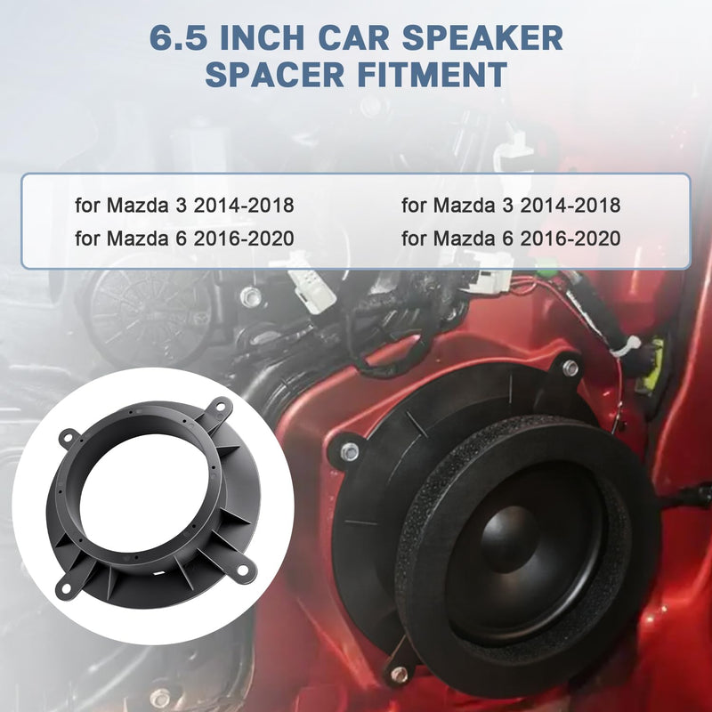 6 6.75 Speaker Adapter Solid Plastic Bracket for Mazda | Car Front Door Speaker Spacer Ring Kit Compatible with Mazda 3 6 CX-5 CX-9,6 1/2 Aftermarket Speakers Mounting Bracket