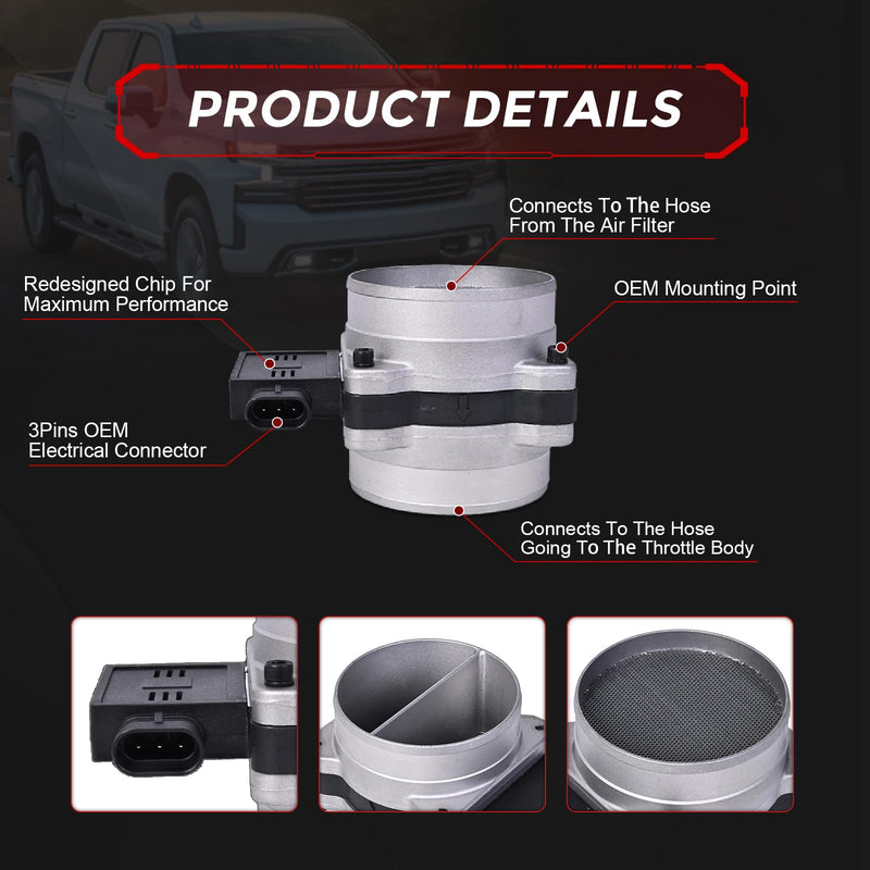 RLP Mass Air Flow Sensor Meter MAF Compatible with 1996-2002 Chevy GMC 1999-2000 Ca-dillac 1994-2004 Pontiac Replaces 19112572 19208522 25008207 AF10056 SK2452067