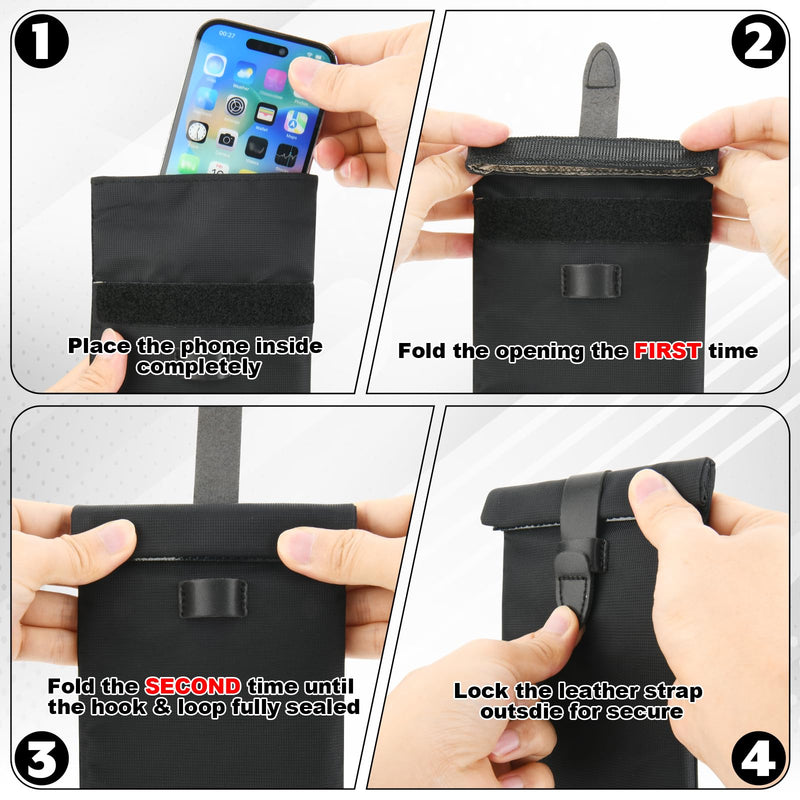 Signal Blocking Case Sleeve for Phones - RFID & WiFi Shielding Pouch for Cell Phone, Key Fob, Passport, ID Card in Travel Commute Work for Anti-Tracking, Privacy & Data Protection, 2 Pcs