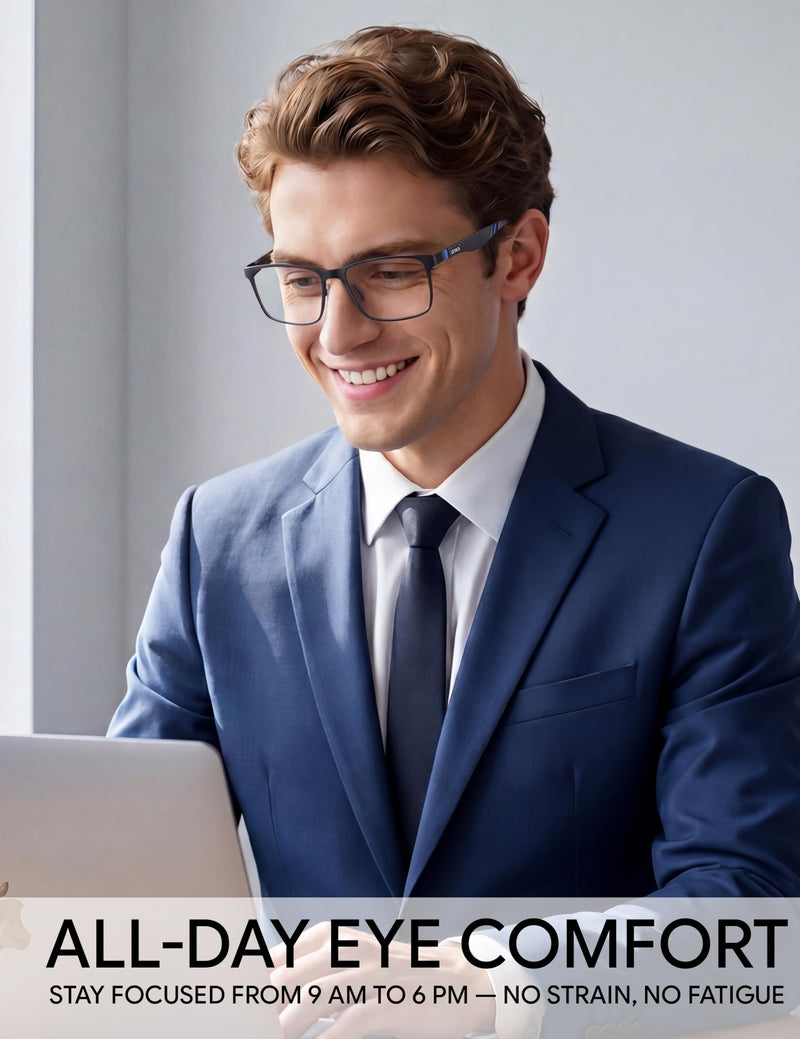 Mens Blue Light Glasses: Blocks Blue Light with Clear Lens | Help Reduce Eye Fatigue from Screen Time - Lightweight Al-Mg Frame Gaming Glasses Deliver Comfortable Wear for Work&Daily Use Black/Clarity Clarity