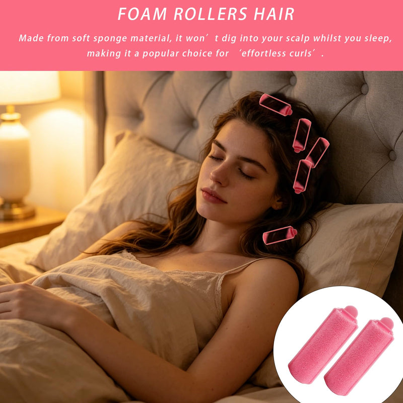 12pcs Foam Rollers Hair Soft Sponge Curlers for Sleeping Overnight | Large Small Sizes Comfortable and Easy Flexible for Volume Heatless Diy Foam Roller Hair Styling Tools for Home Salon Women