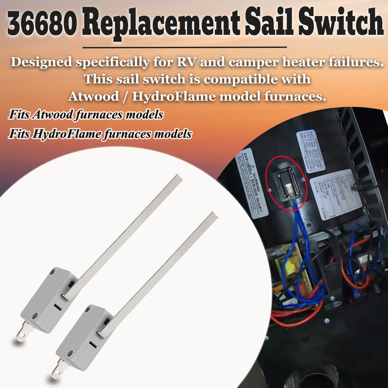 36680 Replacement Sail Switch for Atwood Hydro Flame RV Camping Stove Models 36133 31377 1522 Dual Stage Stove, 2-Pack