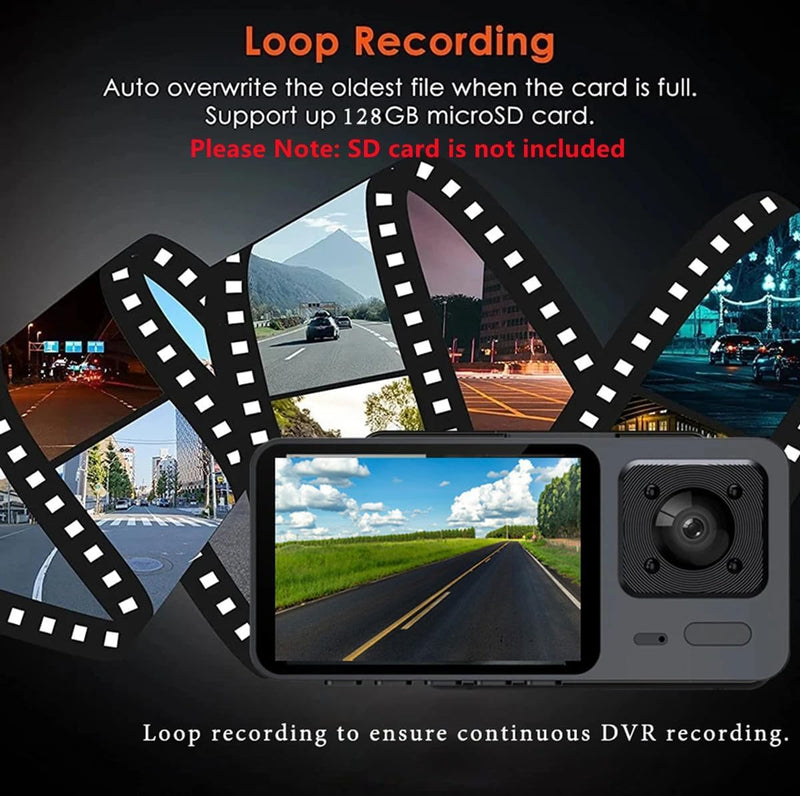 2K Dash Camera Front and Inside Dash Cam for Car Security 1080P Video Recorder with Audio Plug and Play, WDR, Night Vision, G-Sensor Auto Lock, 2 Inch Screen Vehicle Security