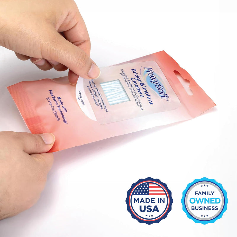 Dental Floss for Bridges and Implants, 12 Packs - Implant Floss Threaders for Bridges with Extra-Thick Proxy Brush for Optimal Dental Care - Bridge and Implant Cleaners by ProxySoft