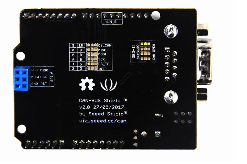 Seeed Studio CAN-Bus Shield V2 Compatible with Arduino for Controller and Transceiver, Arduino Shield Adopts MCP2515 and MCP2551.