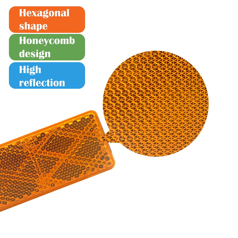 E-Mark DOT 4A CCC 2pcs Rectangle Reflector Self Adhesive Stick on Trailer Driveway Mailbox (Amber) Amber